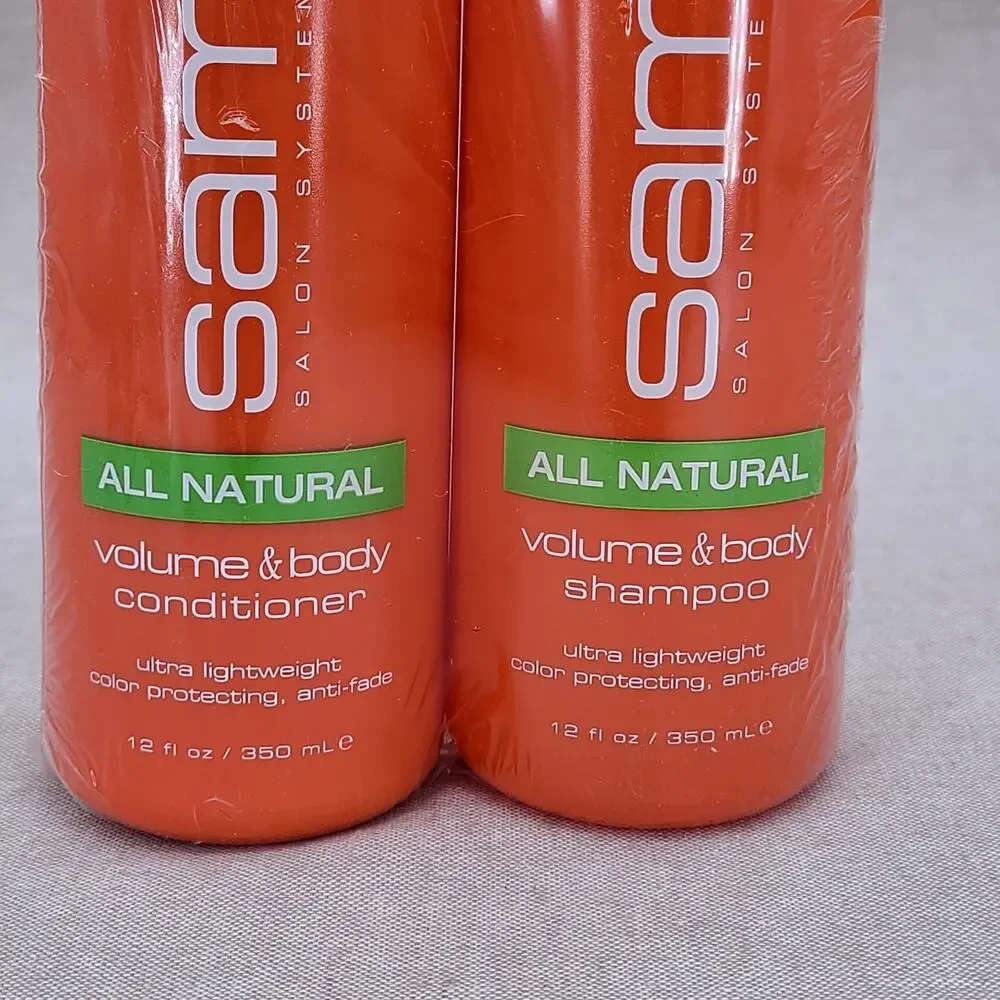 SAMY PURE All Natural VOLUME & BODY Shampoo Conditioner Hair Volumizing 12oz NOS
